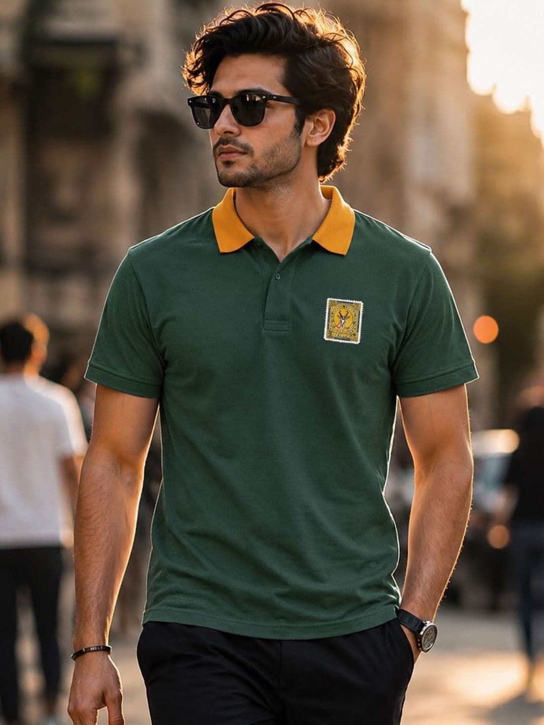 Utopium Men Brand Logo Colourblocked Polo Collar T-shirt - view 1