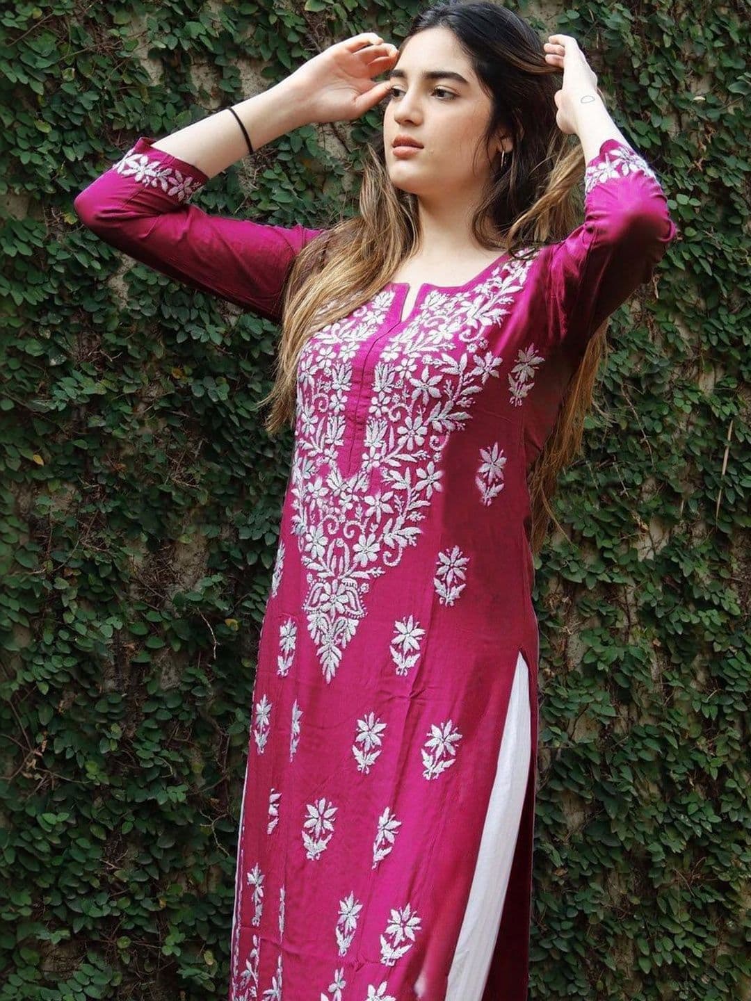 JBTEX Ethnic Motifs Embroidered Chikankari Chikankari Kurti - view 1