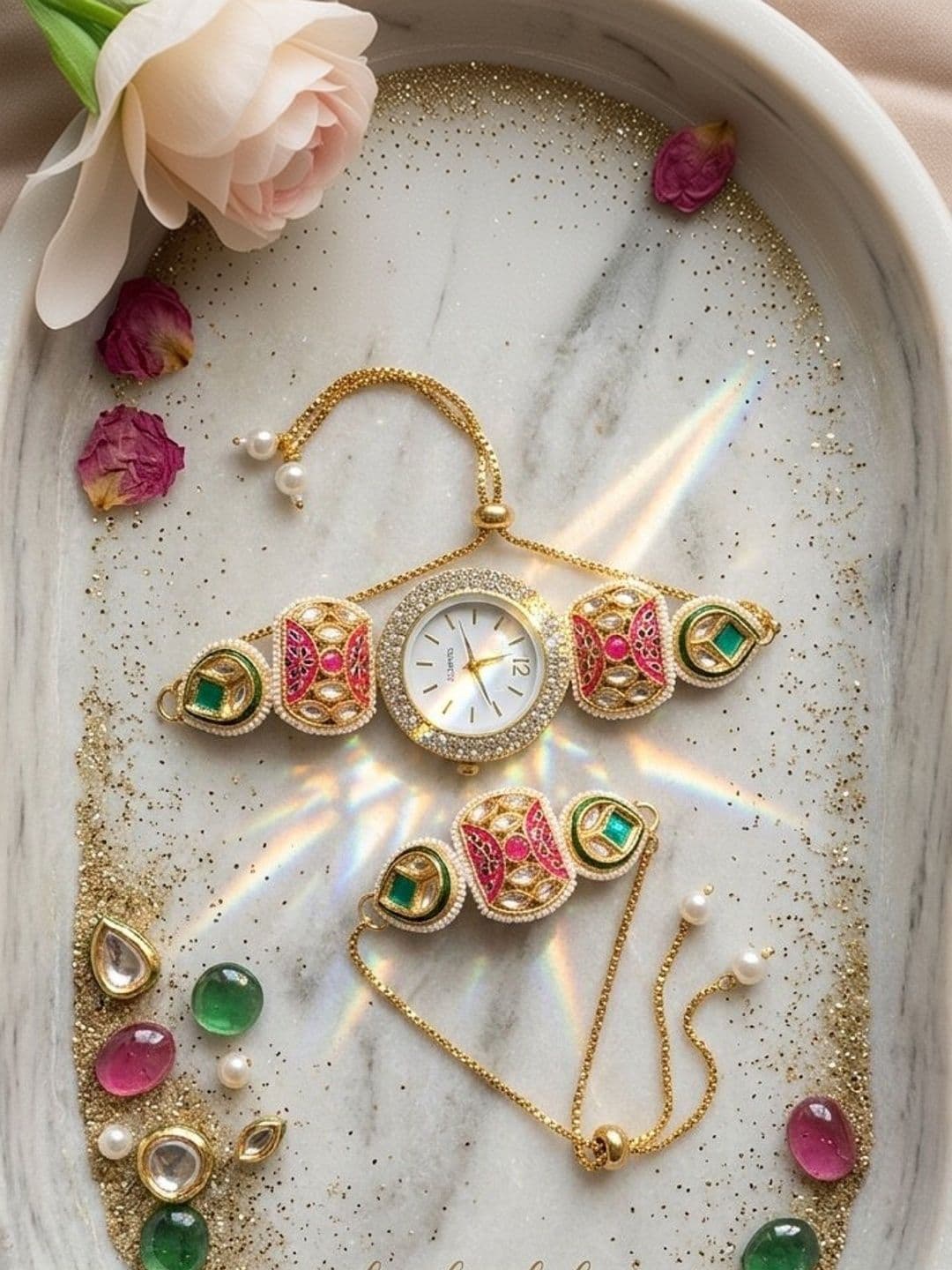 LAKSH Women Dial & Stainless Steel Straps Analogue Watch Kundan watch and Bracelet - view 1