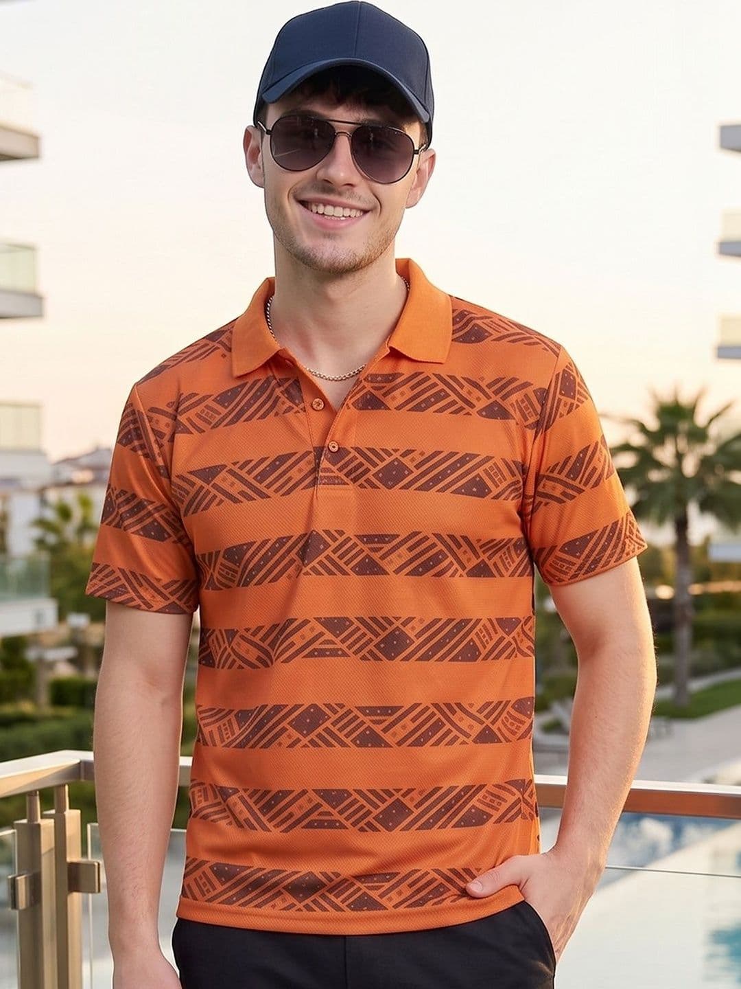 Mast & Harbour Men Printed Polo Collar T-shirt - view 1