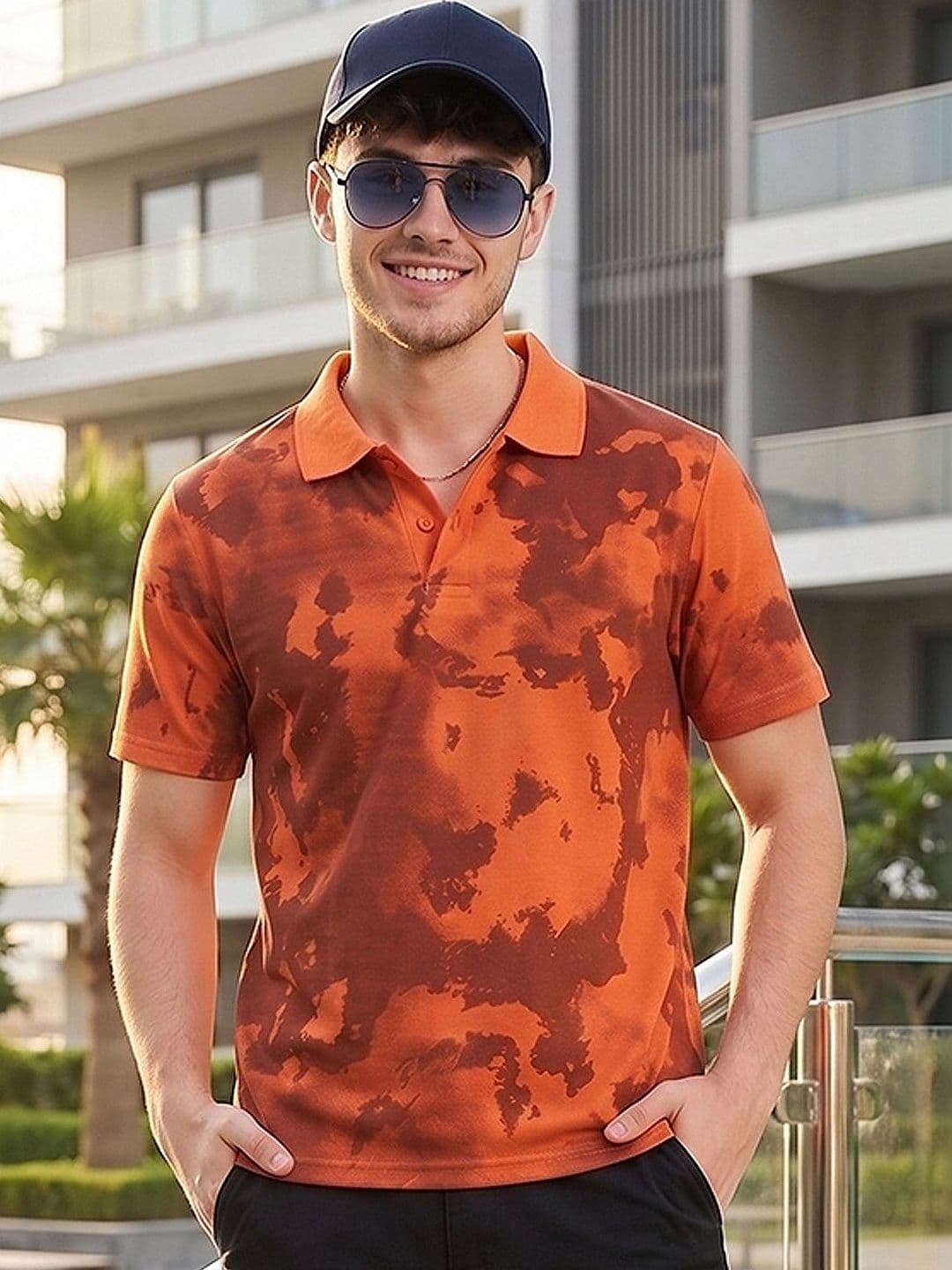 Mast & Harbour Men Tie and Dye Dyed Polo Collar T-shirt - view 1