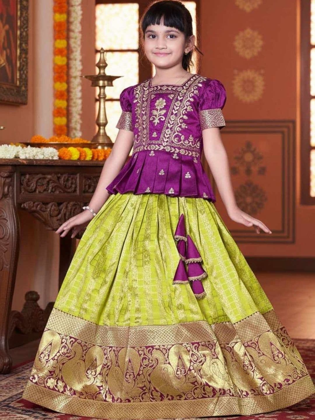 KALINI Girls Embroidered Ready to Wear Lehenga - view 1