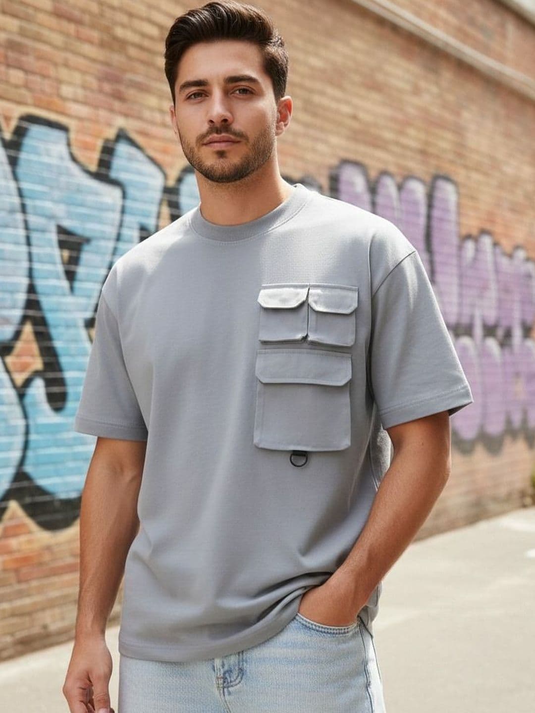 Mast & Harbour Men Drop-Shoulder Sleeves Pockets T-shirt - view 1