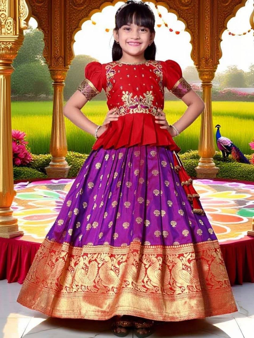 KALINI Girls Embroidered Ready to Wear Lehenga Choli - view 1