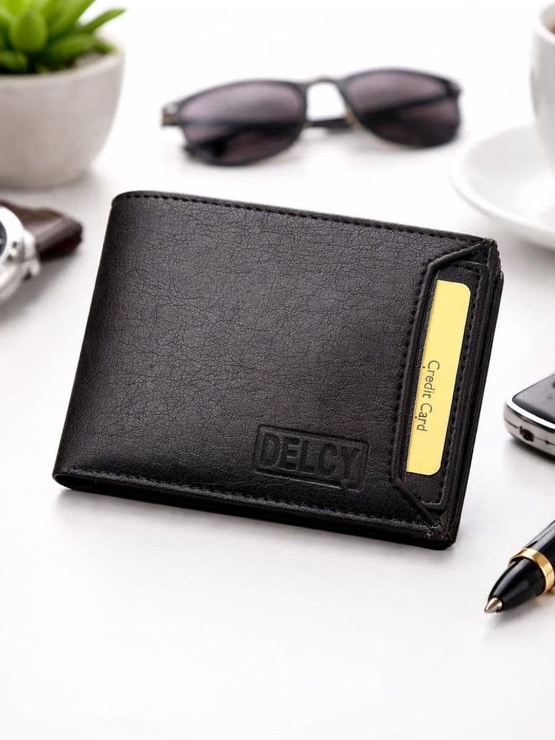 DELCY Men Textured Leather Two Fold Wallet - view 1
