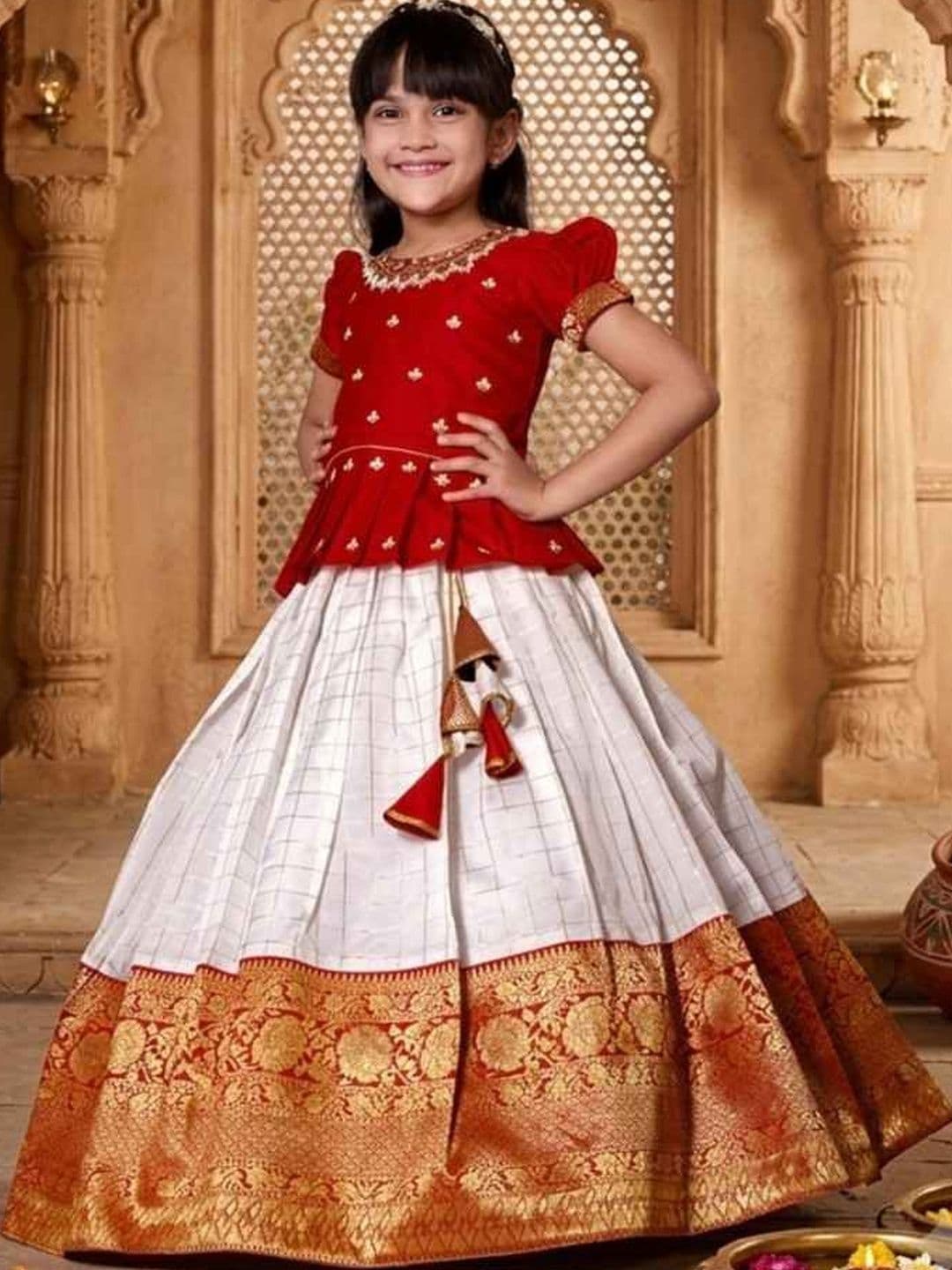 KALINI Girls Embroidered Ready to Wear Lehenga & - view 1