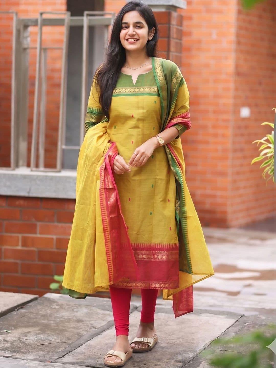 satyamfab Women Round Neck Cotton Jacquard Kurta - view 1