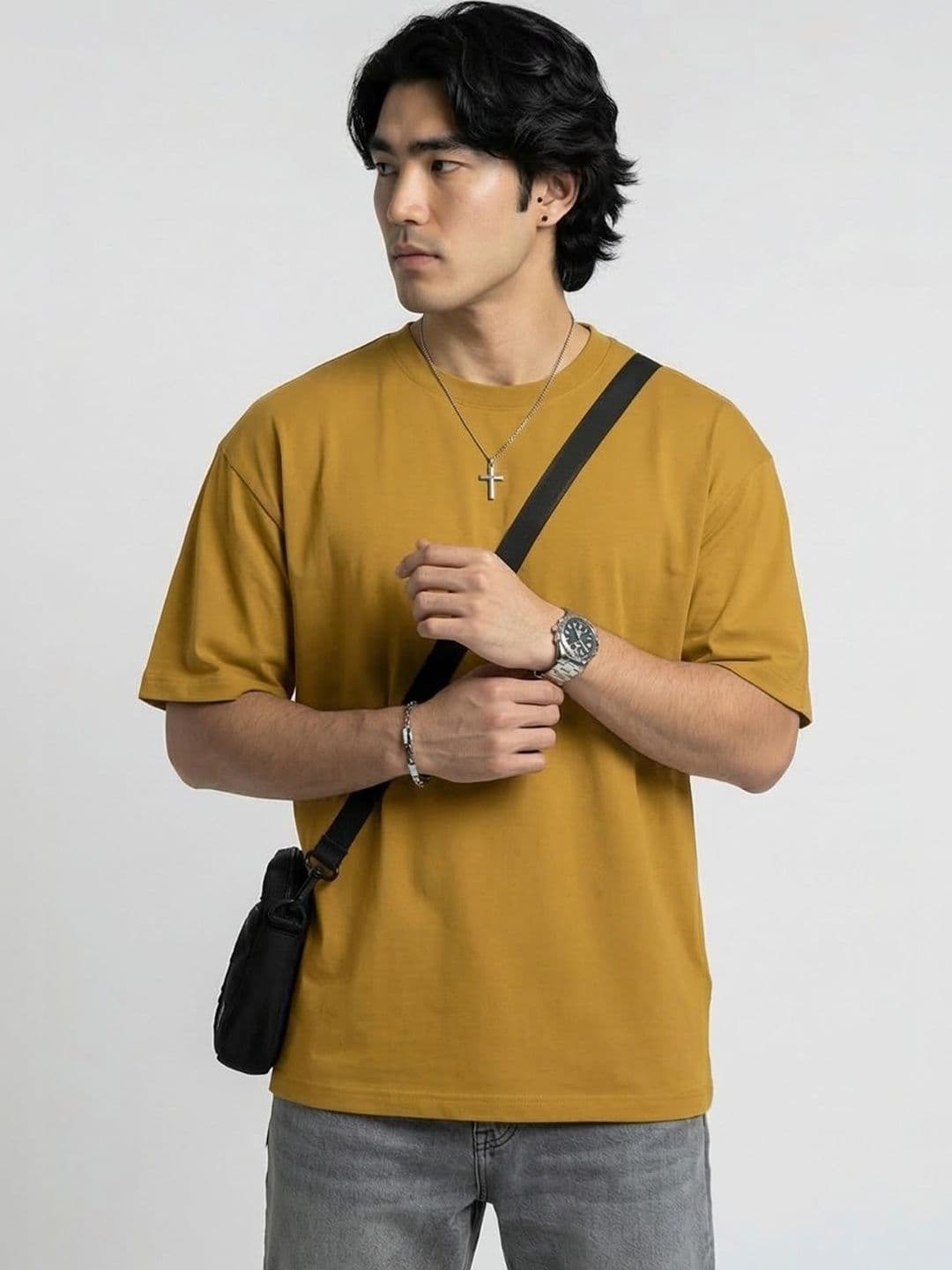 RAAX Drop-Shoulder Sleeves Oversized Bio Finish Pure Cotton T-shirt - view 1