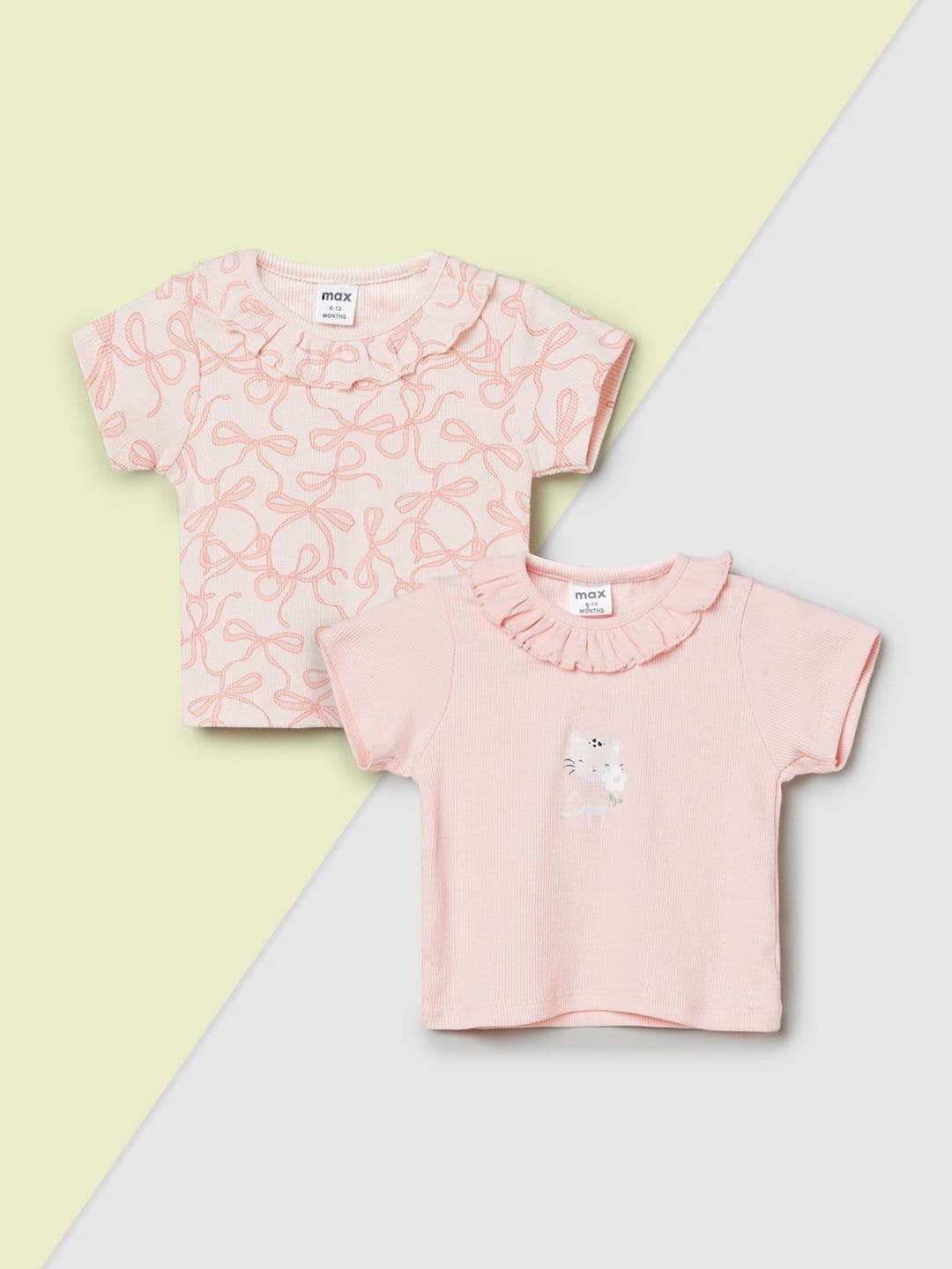 max Print Peter Pan Collar Ruffles Cotton Blend Top - view 1
