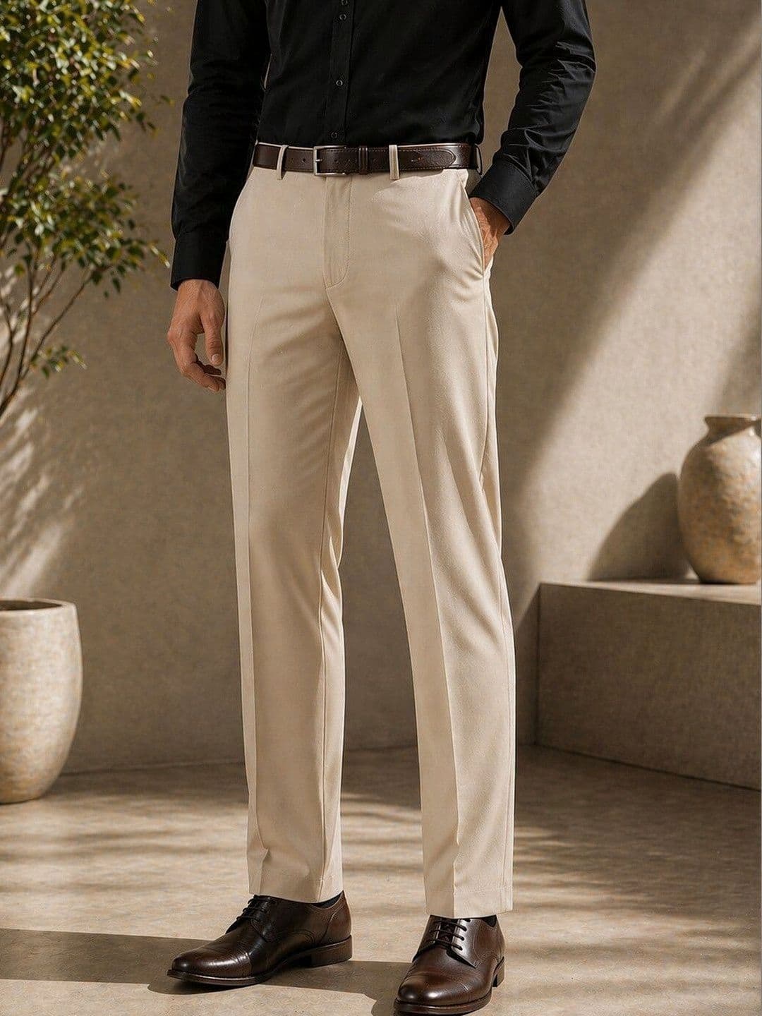 Metronaut Men Mid-Rise Regular Fit Cotton Formal Trousers - view 1