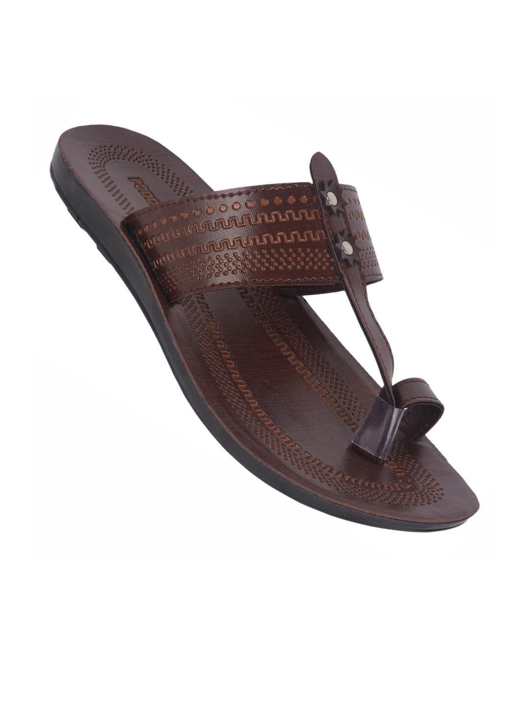 Poddar Men Brown Ethnic One Toe Flats - view 1