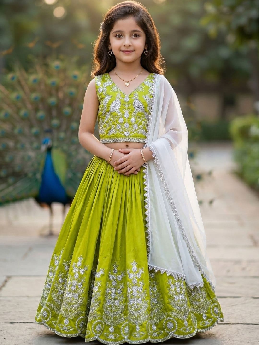 KALINI Girls Embroidered Thread Work Ready to Wear Lehenga & - view 1