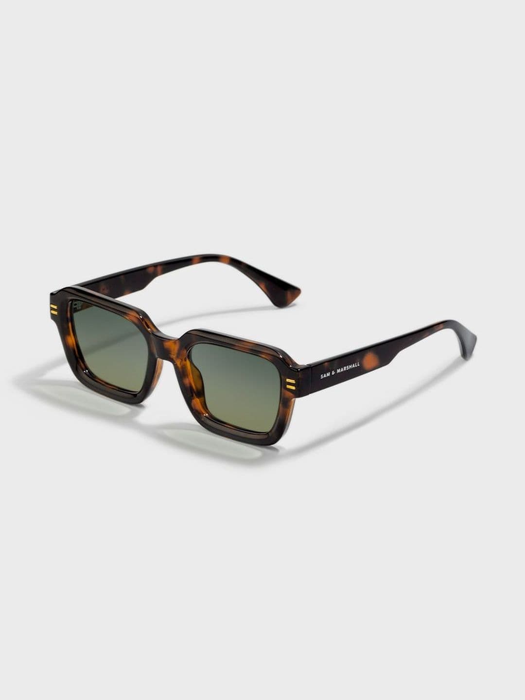 SAM & MARSHALL Unisex Green Lens & Brown Square Sunglasses with - view 1