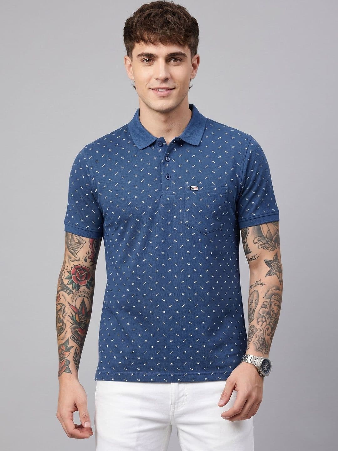 Sztori Men Printed Polo Collar Pockets T-shirt - view 1