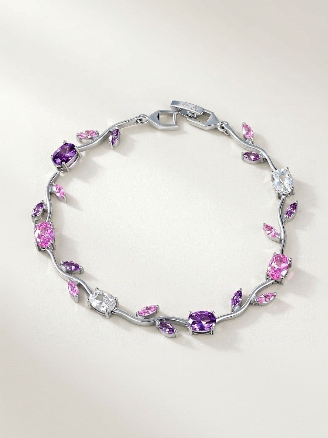 Trenza Unisex Stainless Steel Crystals Studded Tulip Bangle-Style Bracelet - view 1