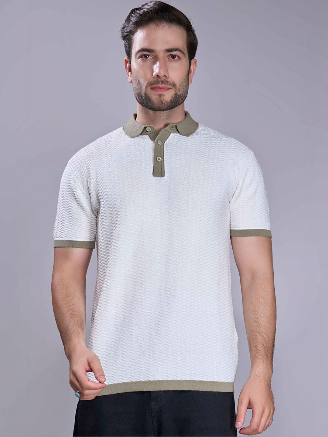 MAXZONE Men Polo Collar Slim Fit T-shirt - view 1