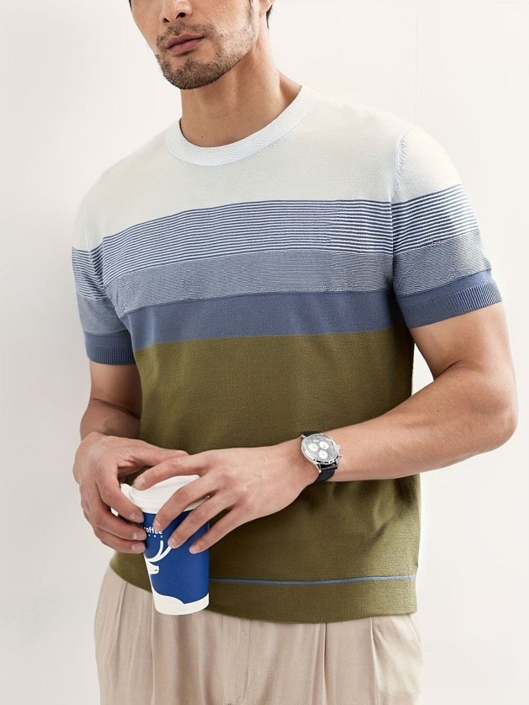 FABRIPPLE Men Striped T-shirt - view 1
