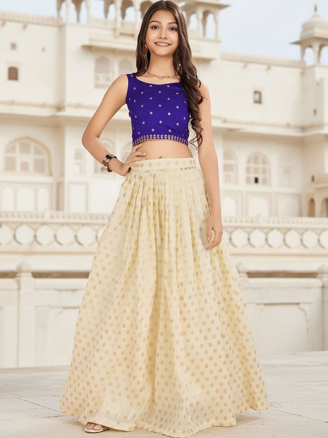 Sangria Girls Ready To Wear Silk Lehenga & Choli - view 1