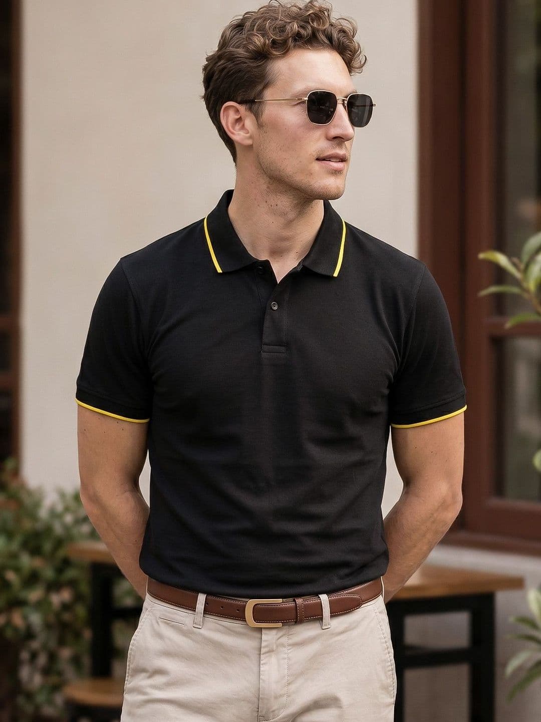 VEIRDO Men Solid Round Neck Cotton Slim Fit T-shirt - view 1