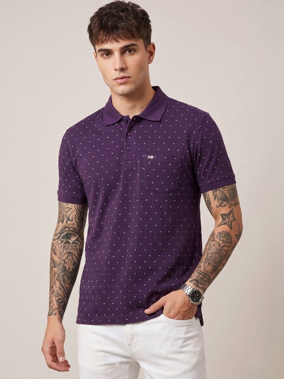 Sztori Men Printed Polo Collar Pockets T-shirt - view 1