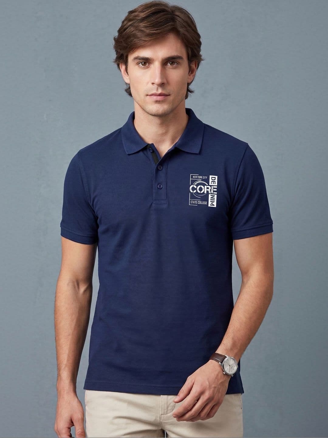 Moda Rapido Men Typography Printed Polo Collar T-shirt - view 1