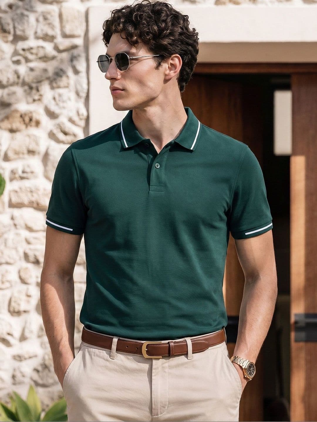 VEIRDO Men Solid Round Neck Cotton Slim Fit T-shirt - view 1
