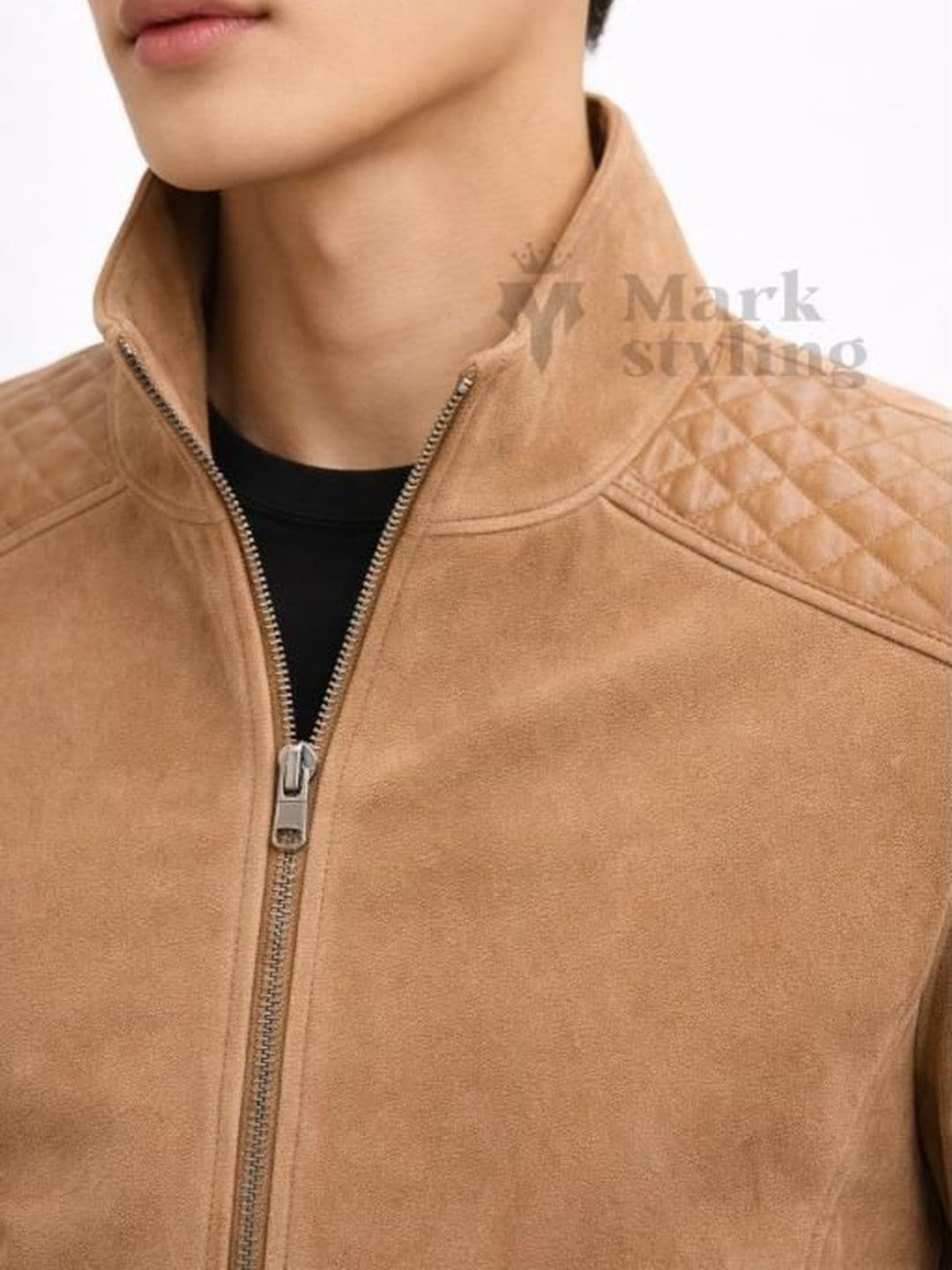 Mark Styling Men Leather Biker Jacket - view 1