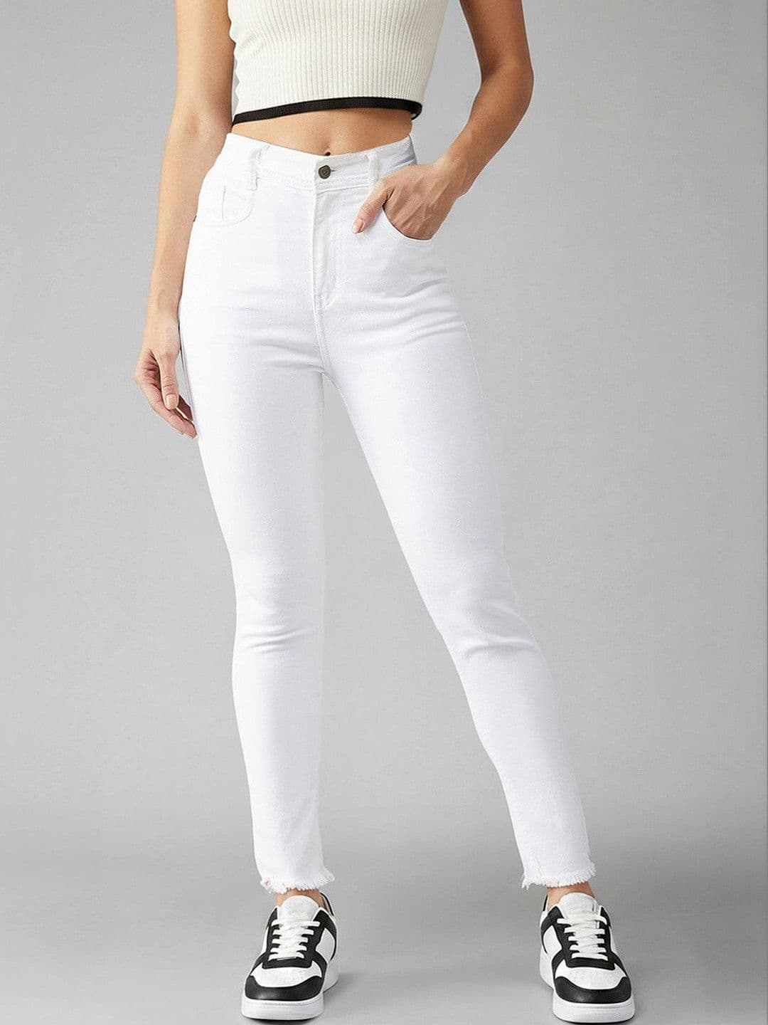 Mast & Harbour Women Skinny High Rise Clean Look Bleached Stretchable Denim Jeans - view 1