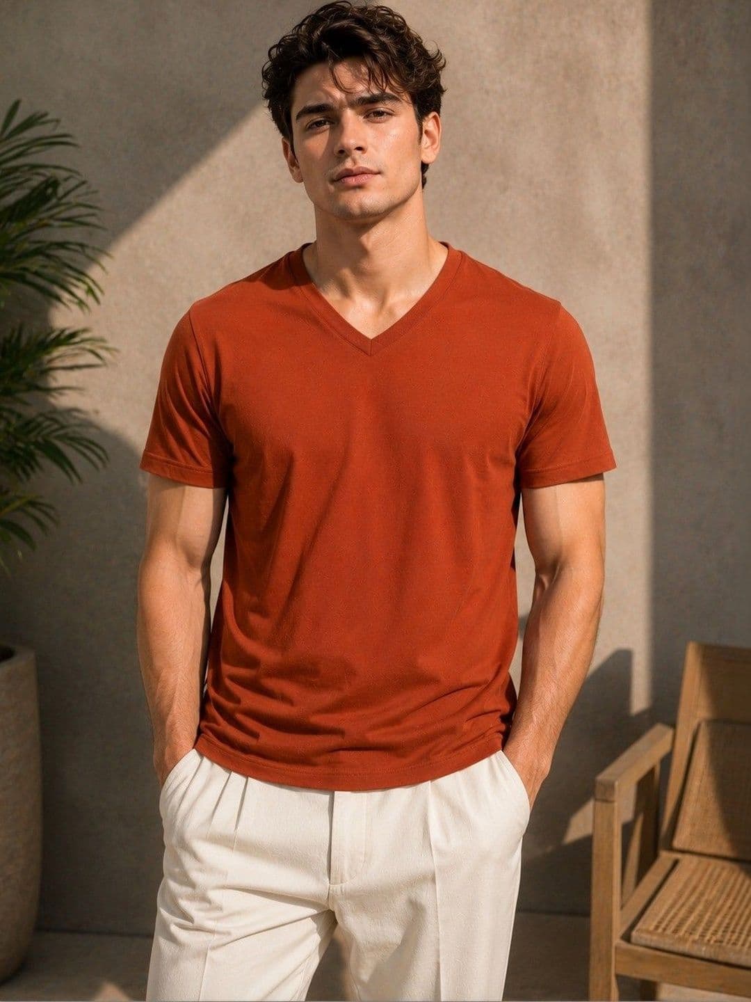 Adyavastram Men V-Neck T-shirt - view 1
