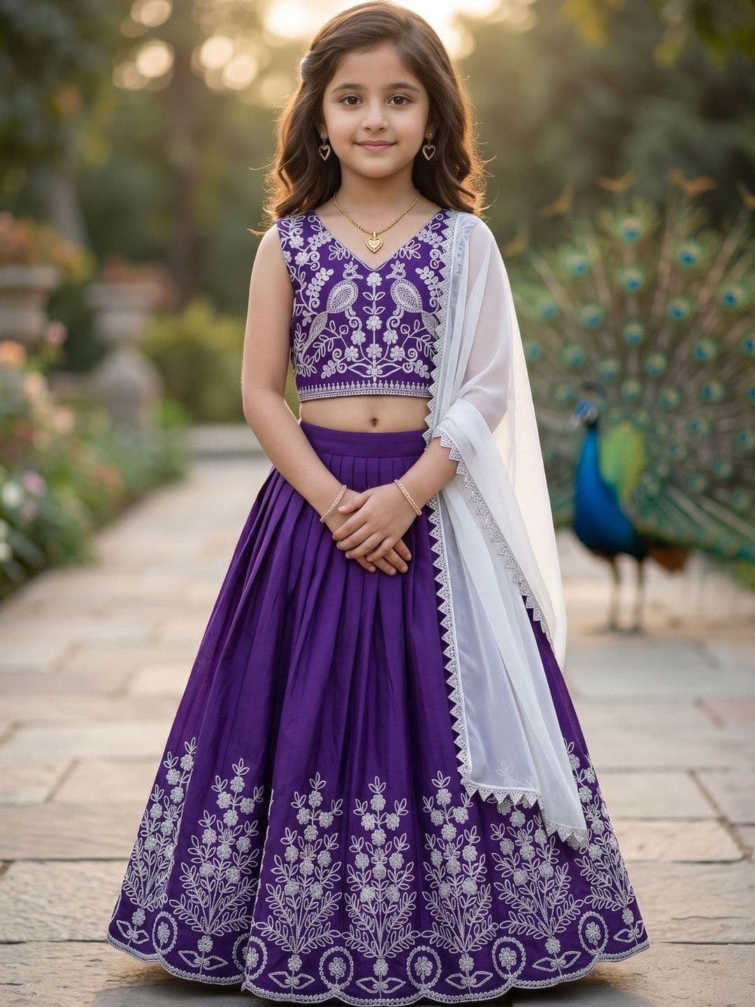 KALINI Girls Embroidered Thread Work Ready to Wear Lehenga & - view 1