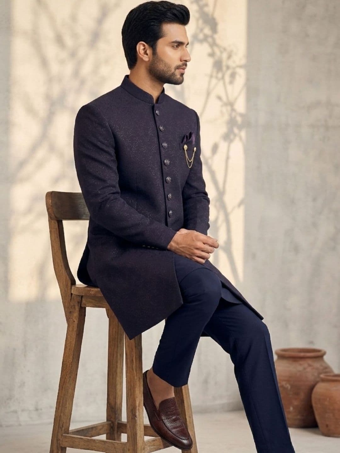 TRIANGLE Triangle Jodhpuri Self-Designed Sherwani - view 1