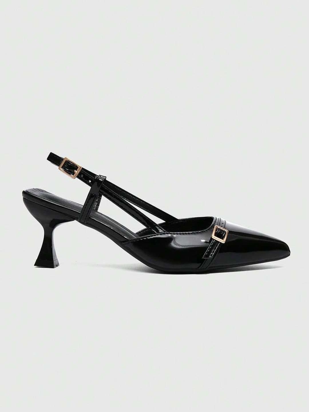 LARCH PU Slim Heeled Pumps with Buckles - view 1