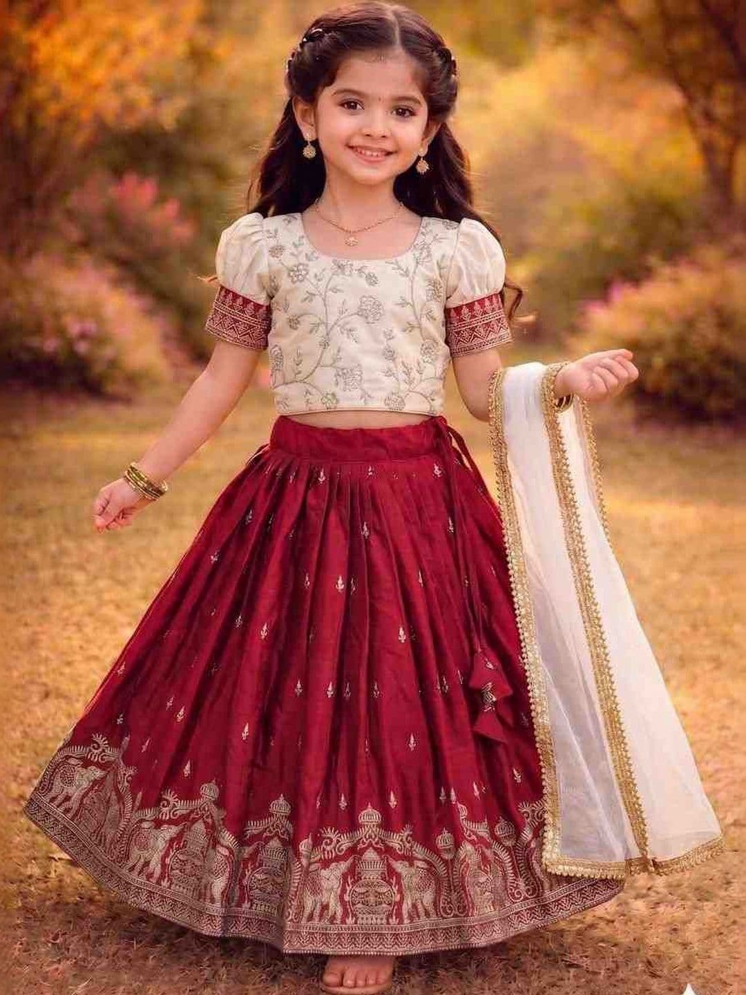 KALINI Girls Embroidered Thread Work Ready to Wear Lehenga & - view 1