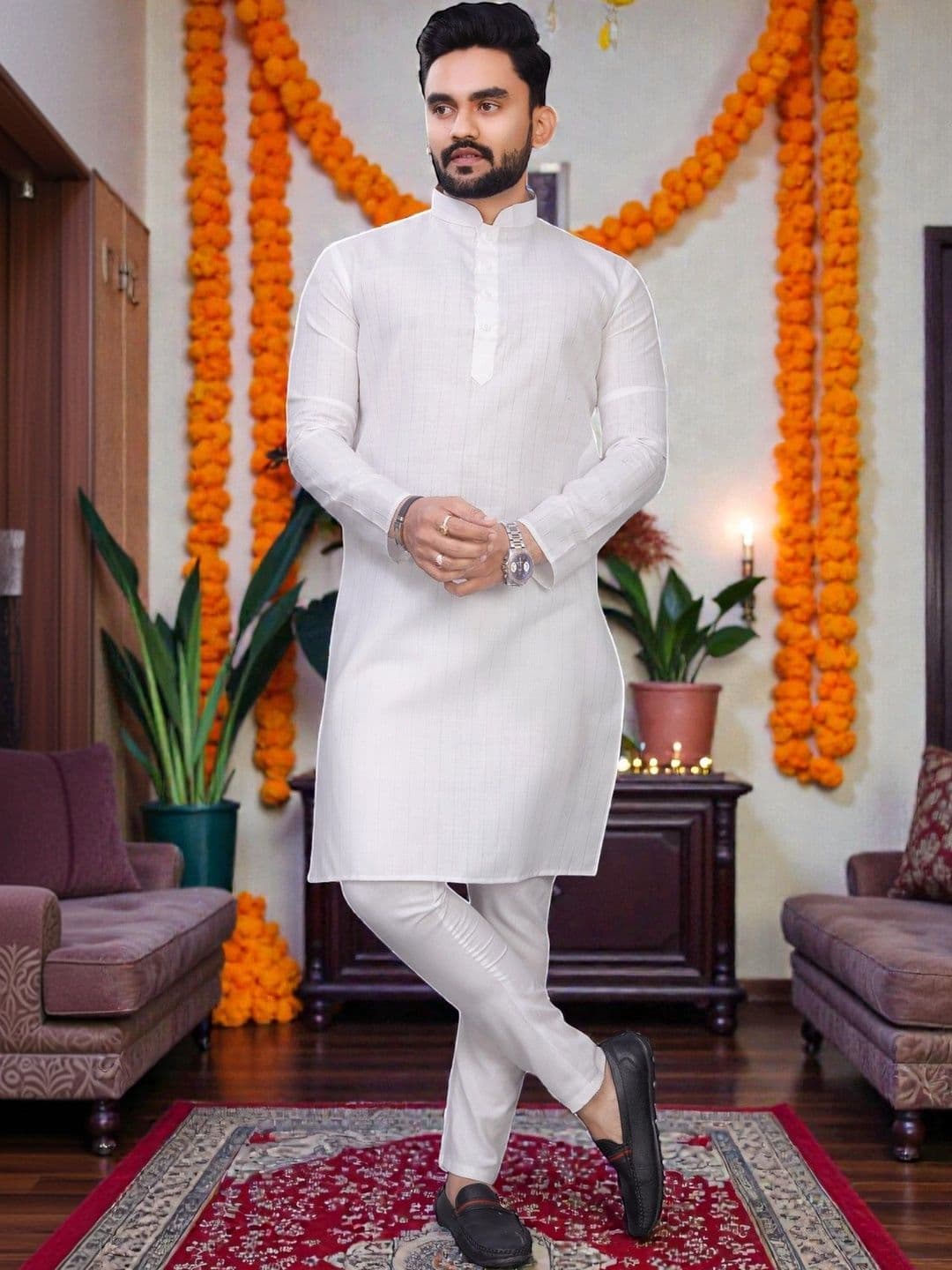 MAITHILI CREATION Men Striped Kurta - view 1