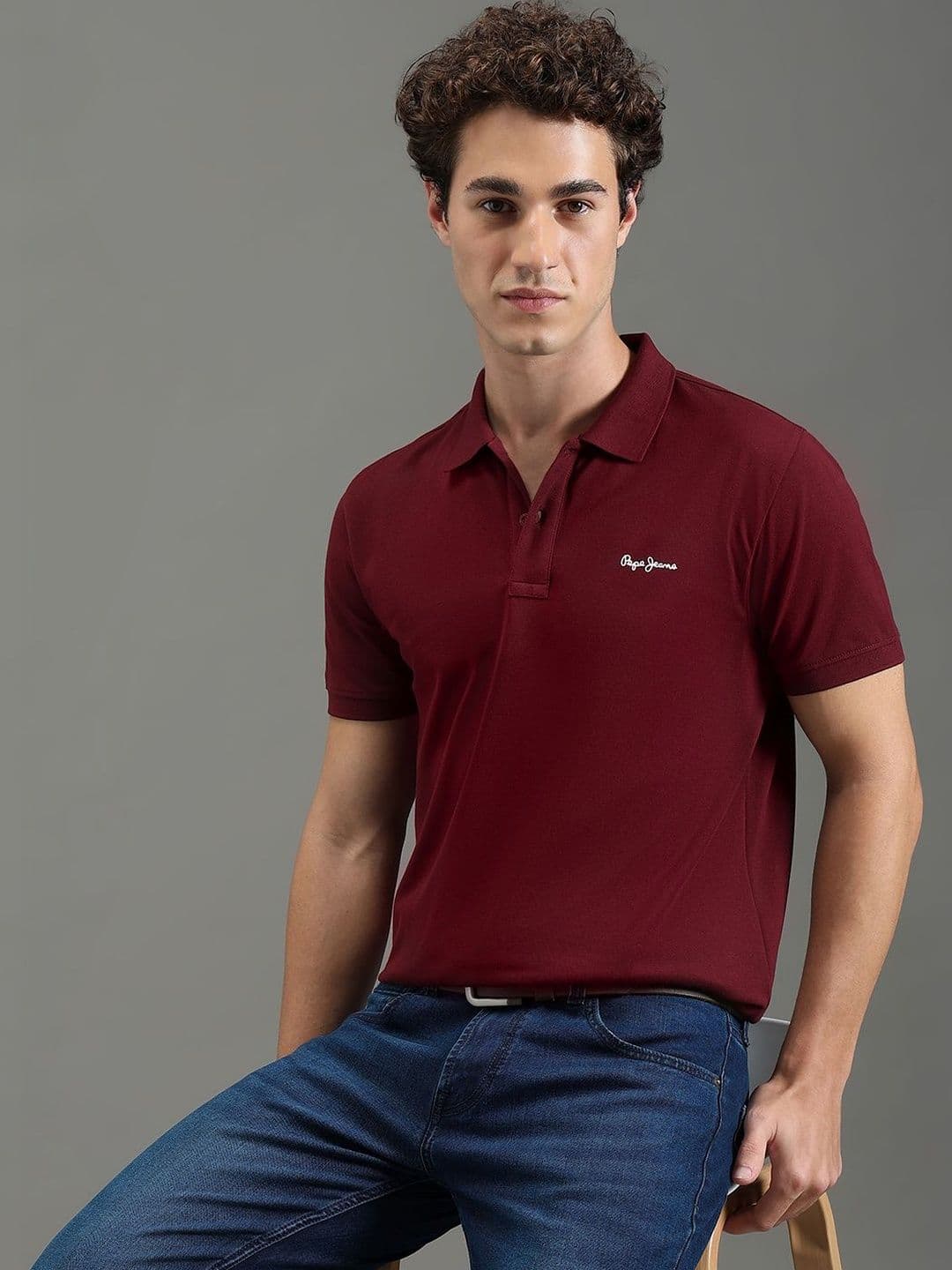 Pepe Jeans Men Brand Logo Polo Collar T-shirt - view 1