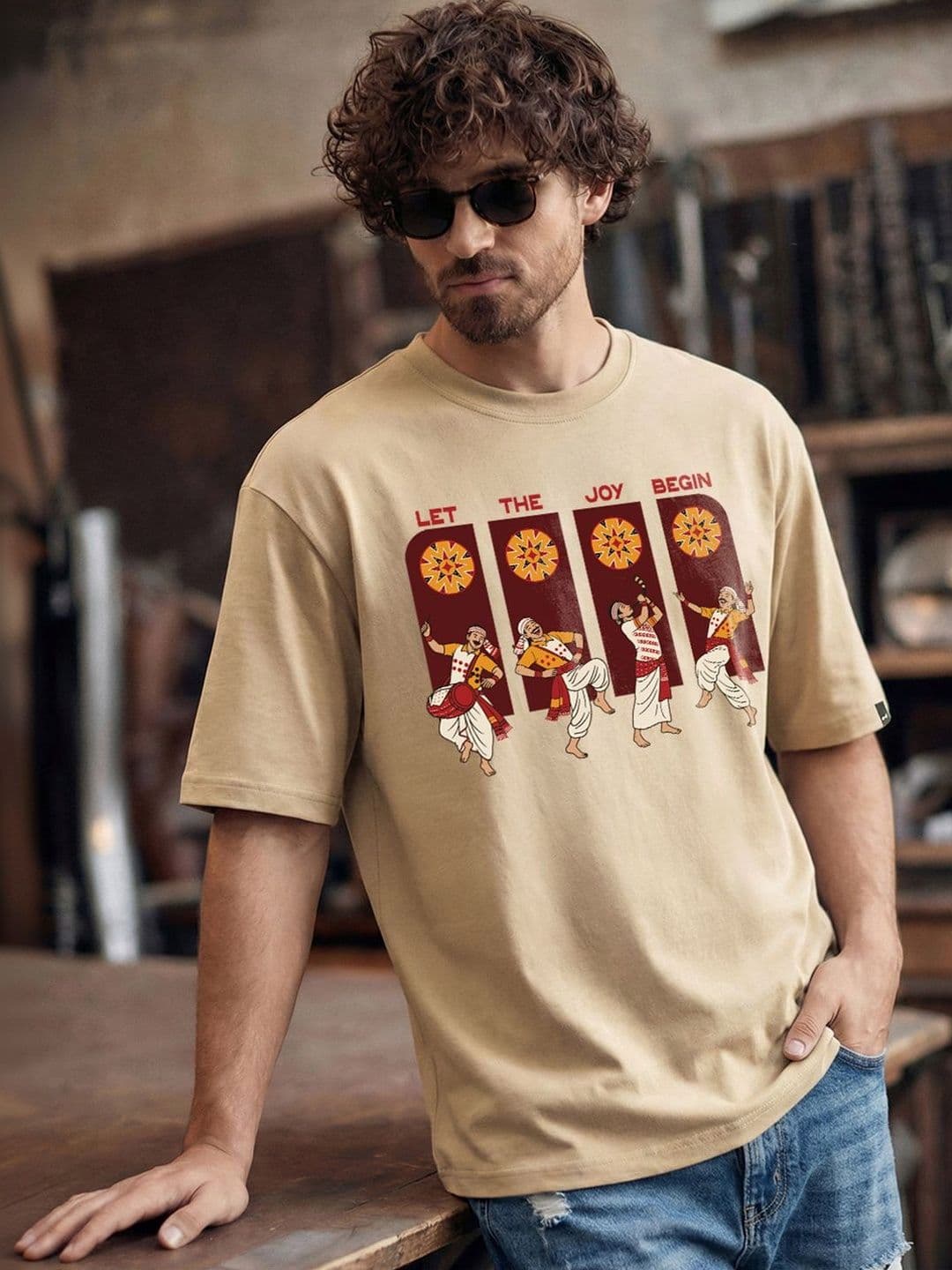 Bewakoof Men Printed Drop-Shoulder Sleeves T-shirt - view 1