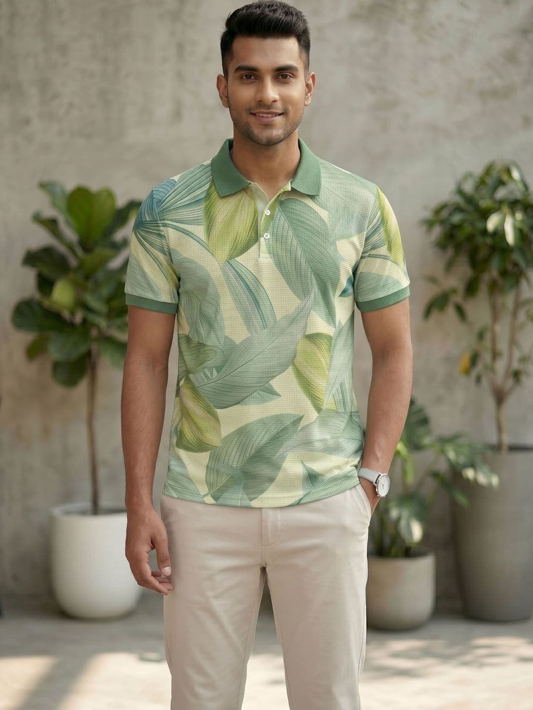 Tshirts Buddy Men Floral Printed Polo Collar T-shirt - view 1