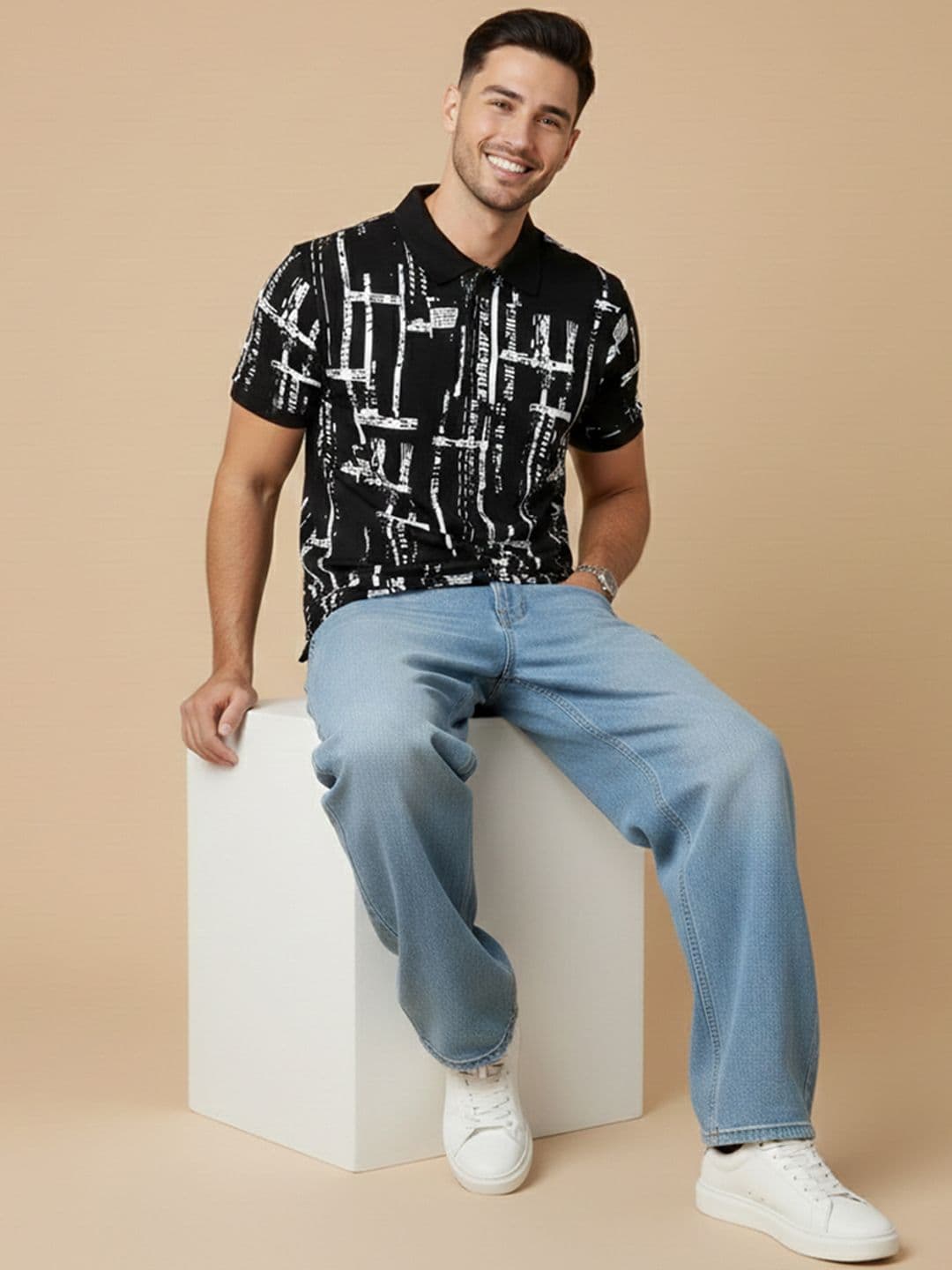 Moda Rapido Men Printed Polo Collar T-shirt - view 1