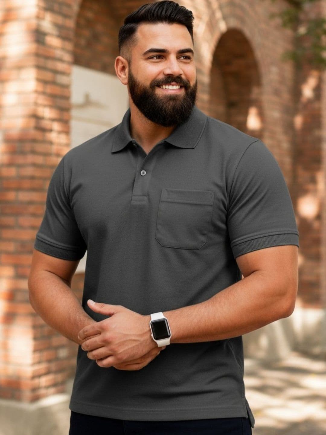 SAIKSA FASHION Men Polo Collar Pockets T-shirt - view 1