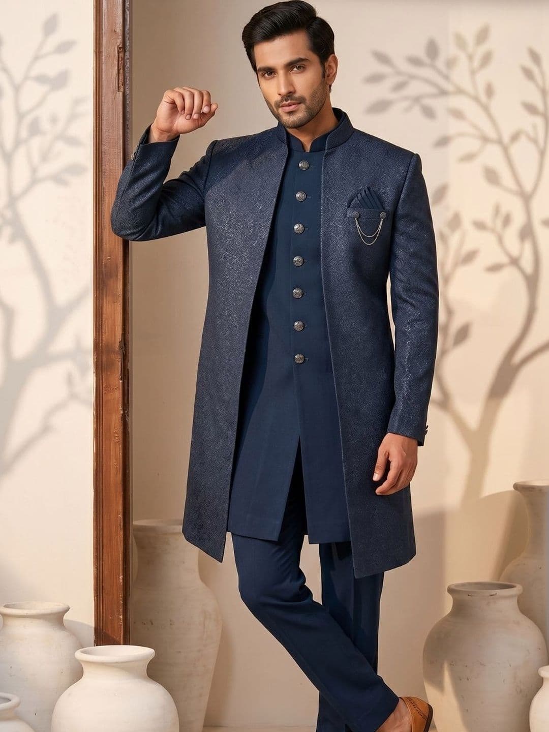 TRIANGLE Triangle Jodhpuri Self-Designed Sherwani - view 1