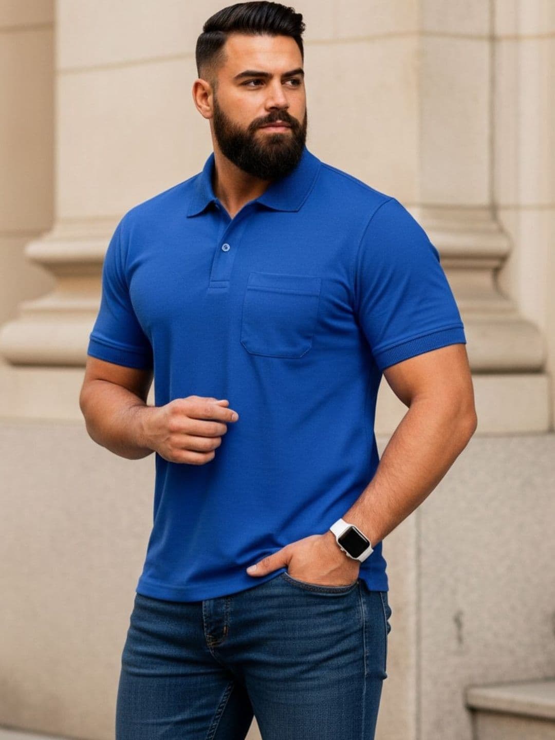 SAIKSA FASHION Men Polo Collar Pockets T-shirt - view 1