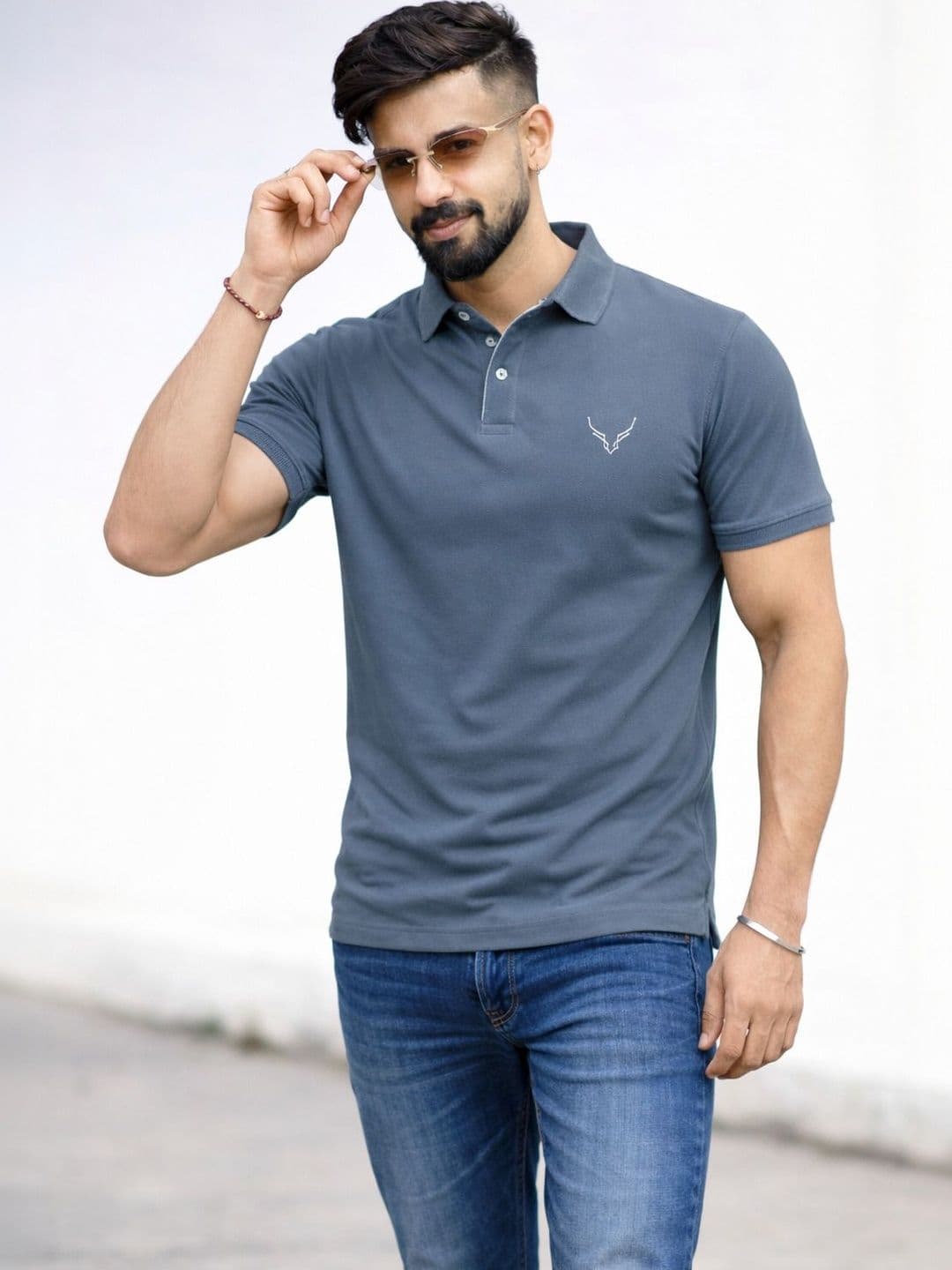 HANABY Muscle Fit Brand Logo Polo Collar T-shirt - view 1