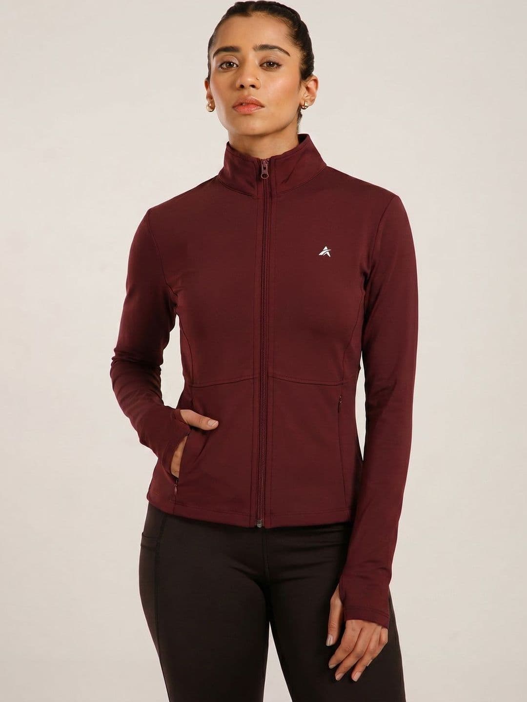 ATHLISIS Women Stand Collar Solid Sporty Jacket - view 1
