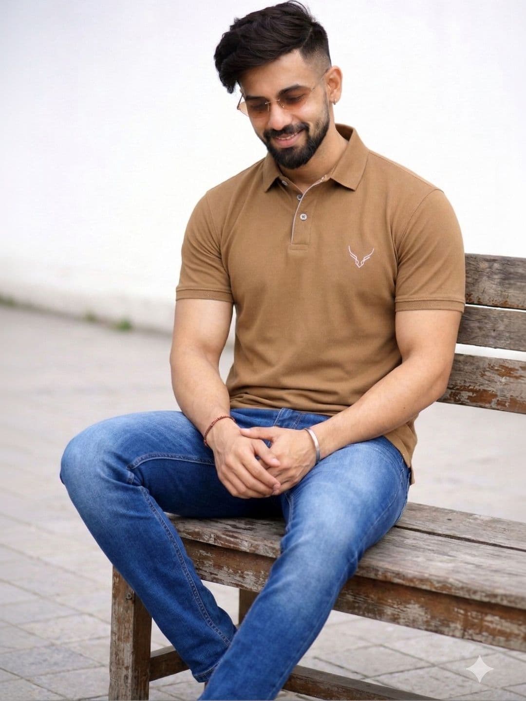 HANABY Brown Polo Collar Brand Logo T-shirt - view 1