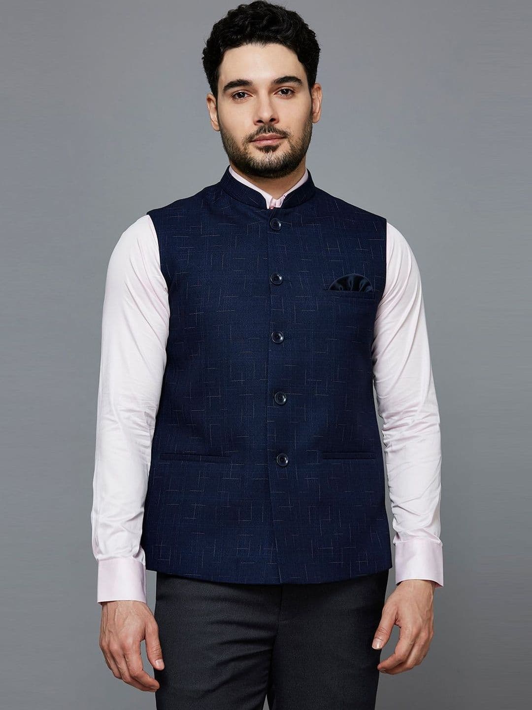 ESSAS club Self Design Mandarin Collar Nehru Jacket - view 1
