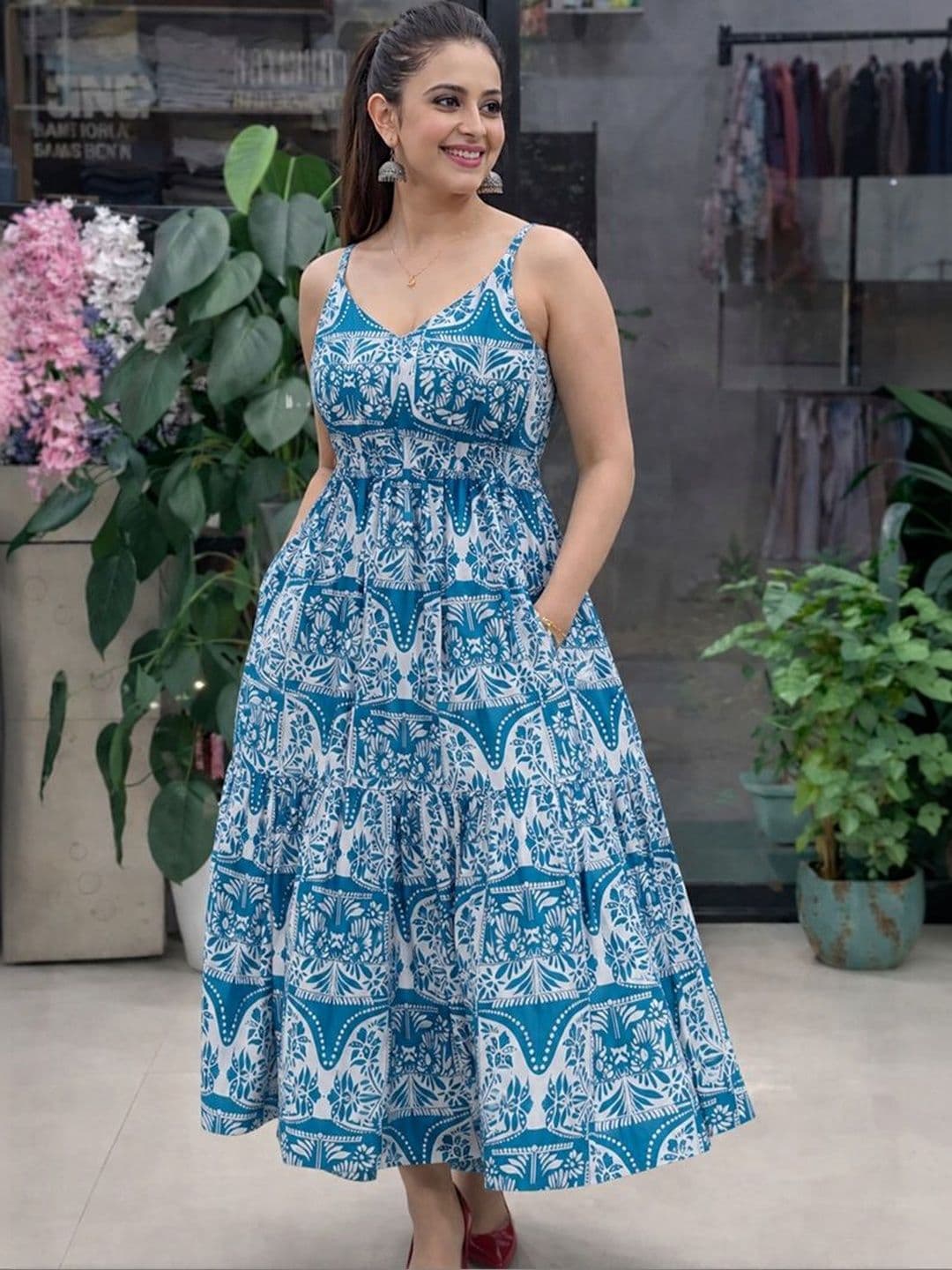 Chaukas Ethnic Motifs Print A-Line Midi Dress - view 1