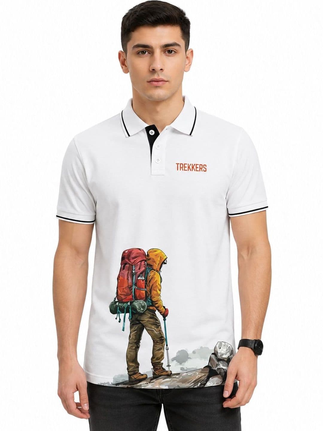 Warrior World Men Printed Polo Collar T-shirt - view 1