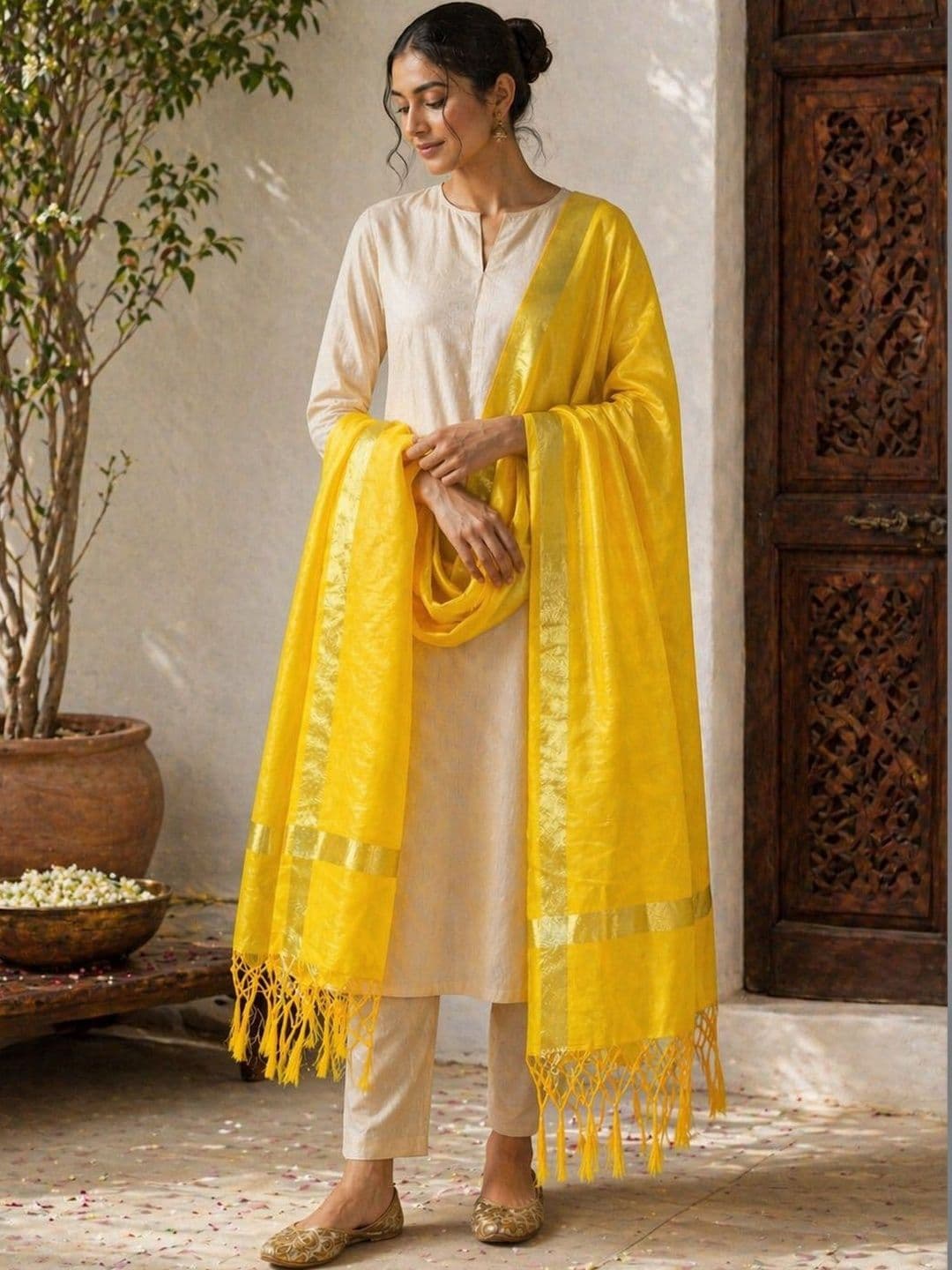 STUTI FASHION Ethnic Motifs Woven Design Dupatta with Zari - view 1