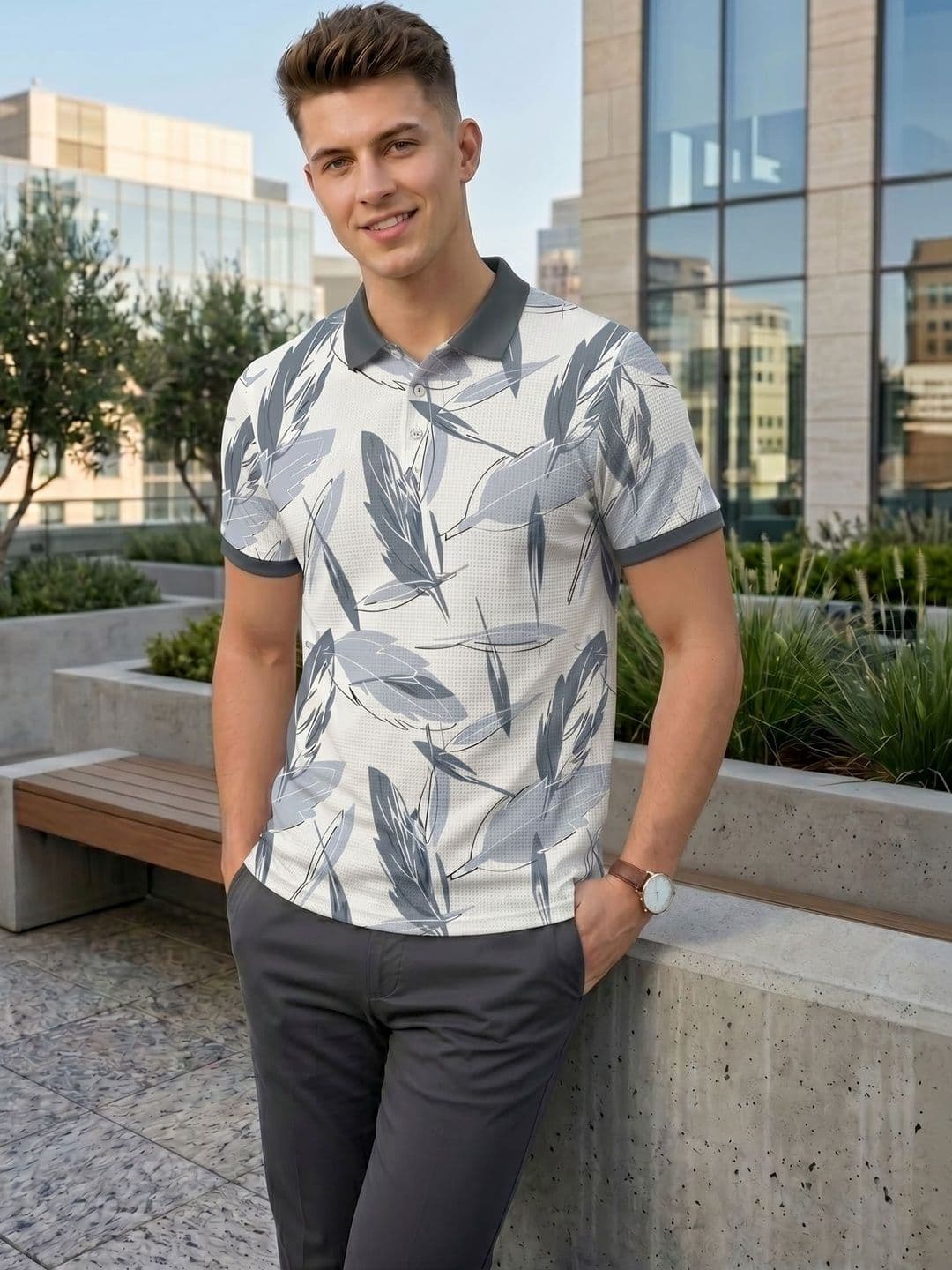 Tshirts Buddy Men Printed Polo Collar Tropical T-shirt - view 1