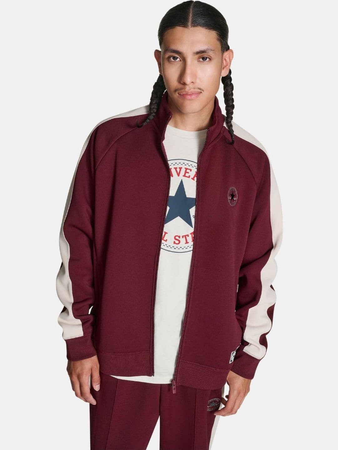 Converse Men Brand Logo Colourblocked Outdoor Sporty Jacket - view 1